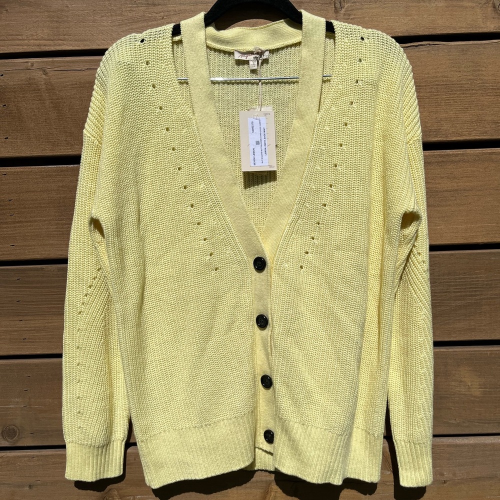 NWT Mystree Slit shoulder button down long sleeve cardigan, sz Small (oversized)